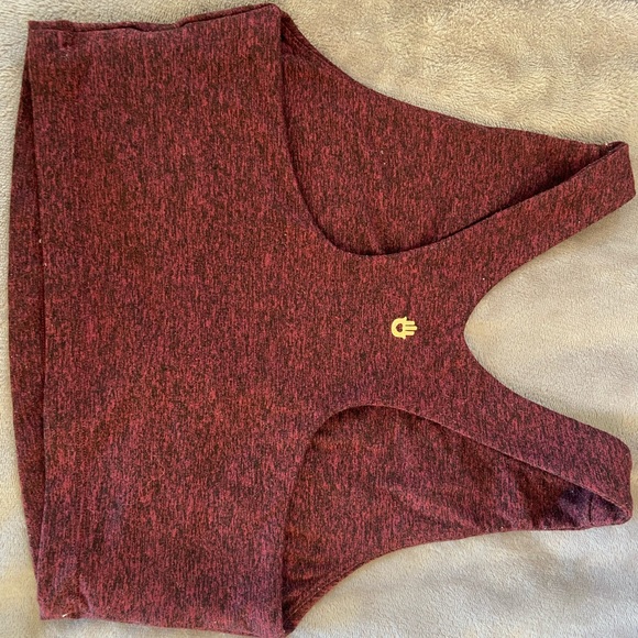 Spiritual Gangster Varsity Tech Crop Bra - Maroon - Picture 3 of 6